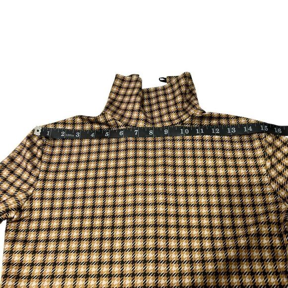 Rokh e Houndstooth Satin-Jersey Turtleneck Top Small Sz 4 Brown Beige - Picture 12 of 13